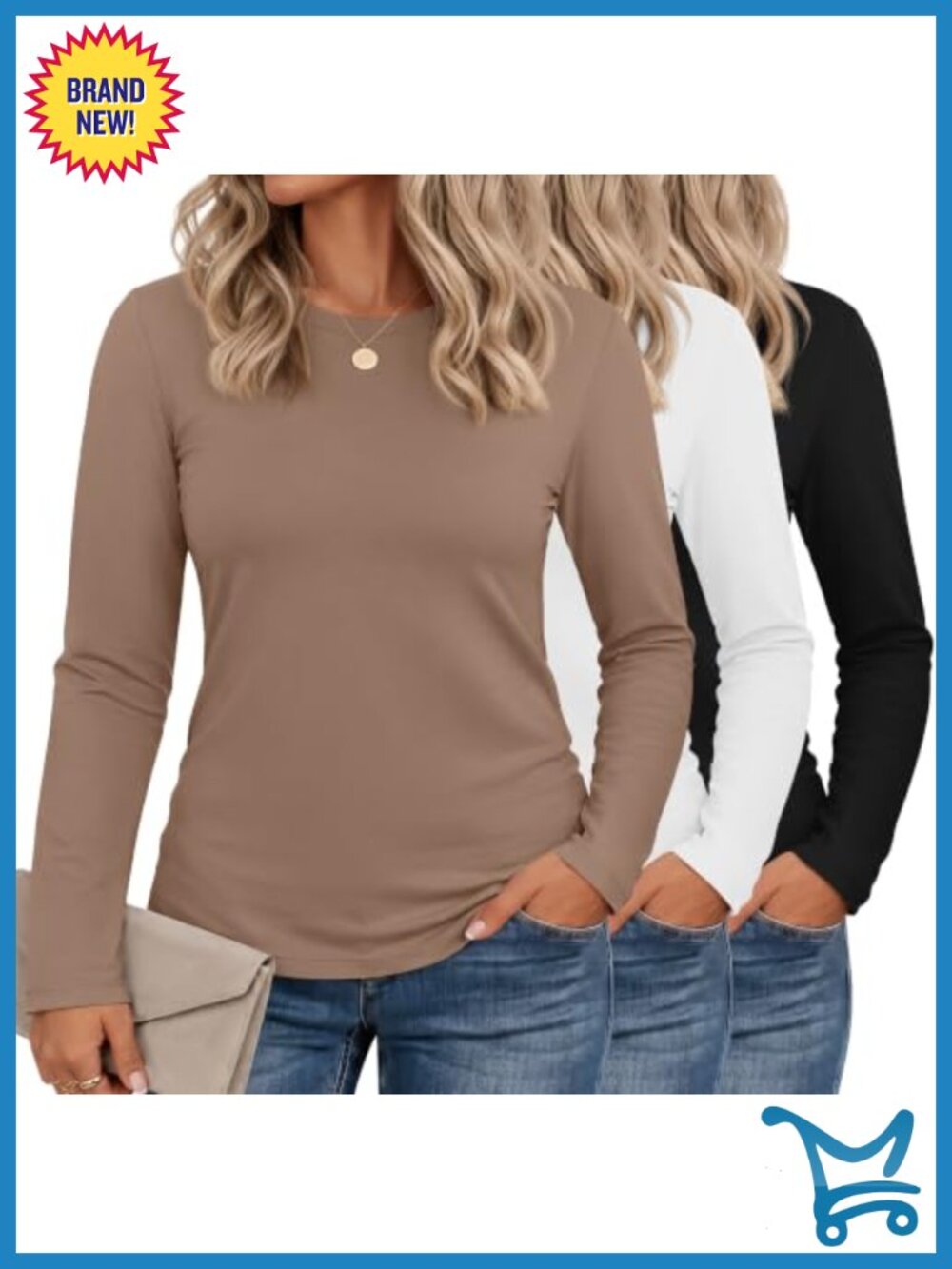 Plus Size Long Sleeve Crew Neck T-Shirts Slim Fit 3 Pack